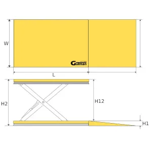 Nizkoprofilna hidravlična dvižna miza HY dimenzije