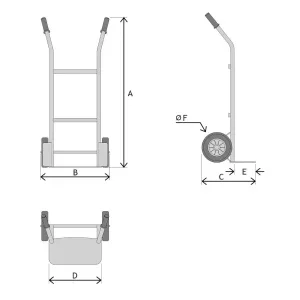 Skladiščni ročni voziček 200kg R200_dimenzije