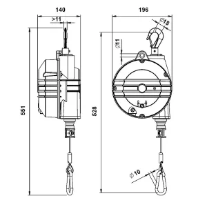 Zero gravity balanser TECNA 9354-9359_dimenzije