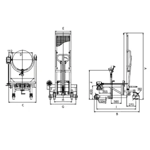 Ročni visokodvižni voziček za sode 4 vilicar za sode KMTB dimenzije