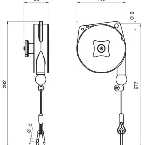 Balanser retraktor TECNA 9310 9313 dimenzije
