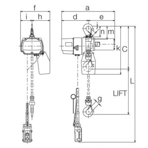 Lančana dizalica ED ST_dimenzije