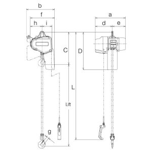 Lančana dizalica KITO EQ_dimenzije