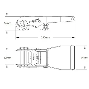 Povezovalni trak 50mm 4T 3 HH 50mm napenjalec dimenzije 1